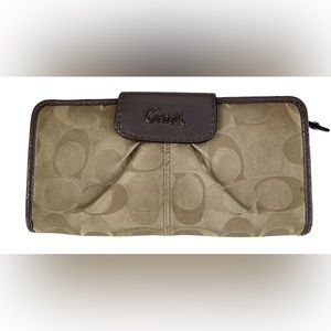 Coach Signature C Jacquard and Patent Leather Wallet
